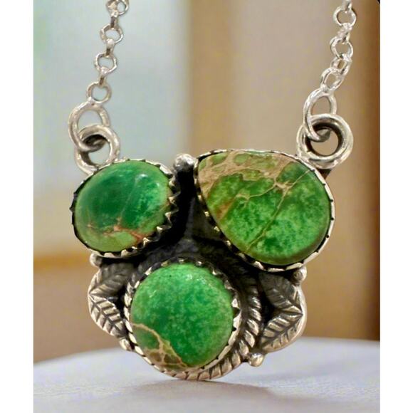 Sonoran Gold Turquoise Necklace Sterling Silver 18” - Picture 3 of 5